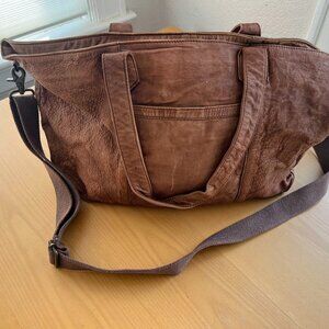 Free People lather large tote bag brown
